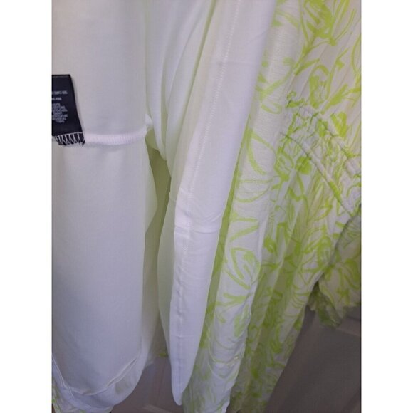 Torrid Women's 4 (4XL) Green White Print Long Sleeve V-Neck Dress New W/O Tags - Picture 4 of 14